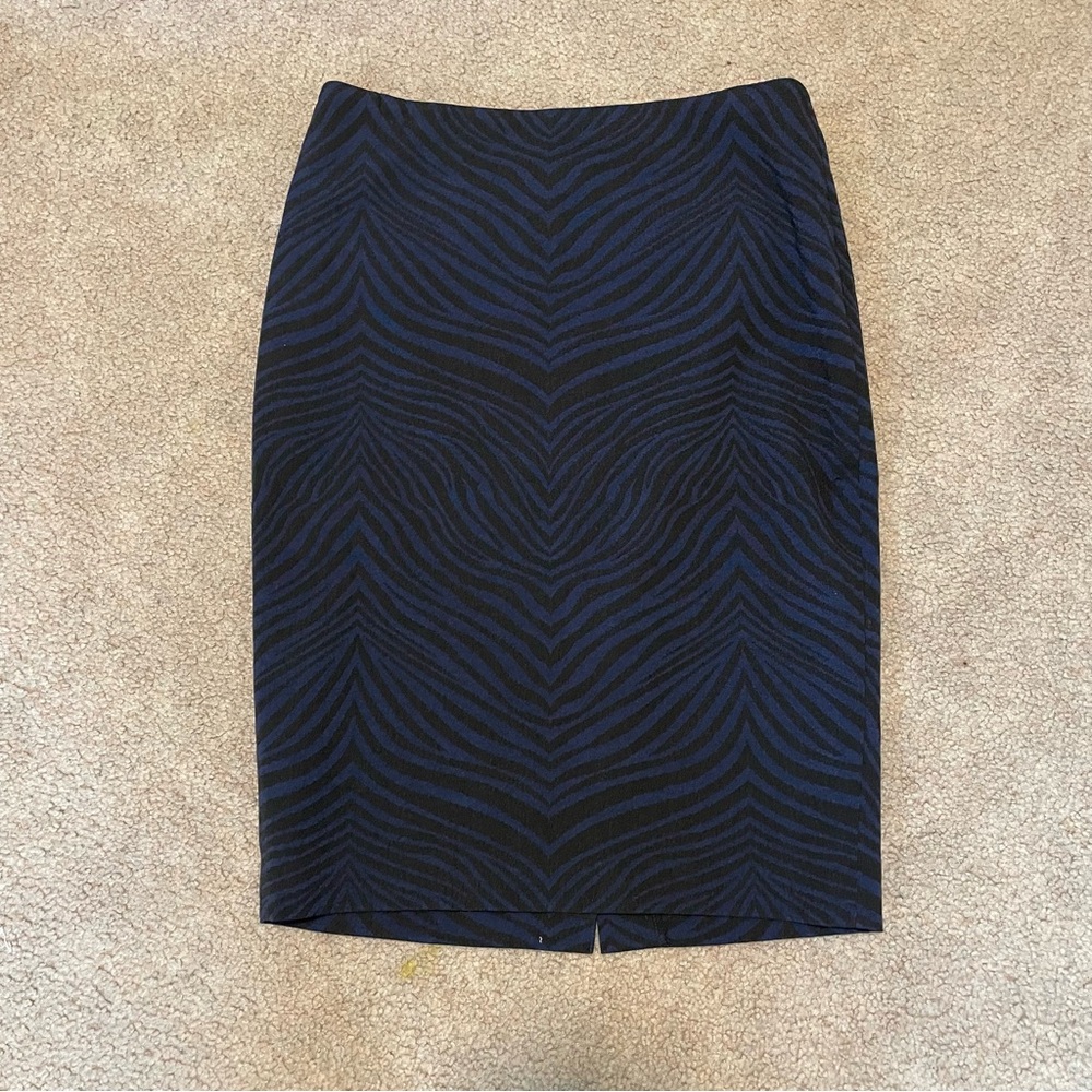 Ann Taylor Black and Blue Zebra Pencil Skirt